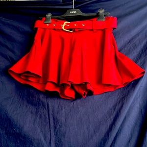 A short pants skirt, size medium with a belt. It is a stretch material.